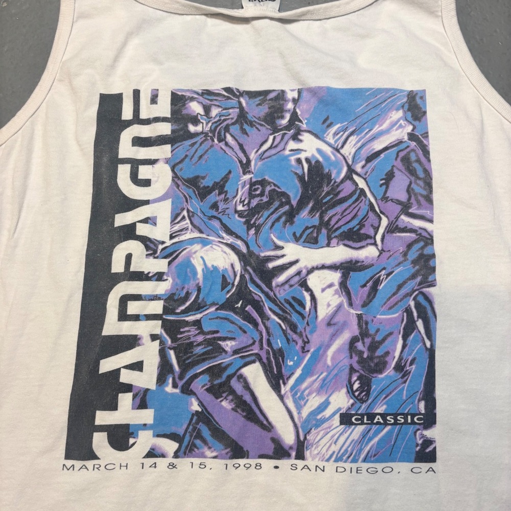Vintage 90s Champagne Classic Women's Rugby Tank Top XL Single Stitch - Picture 3 of 9